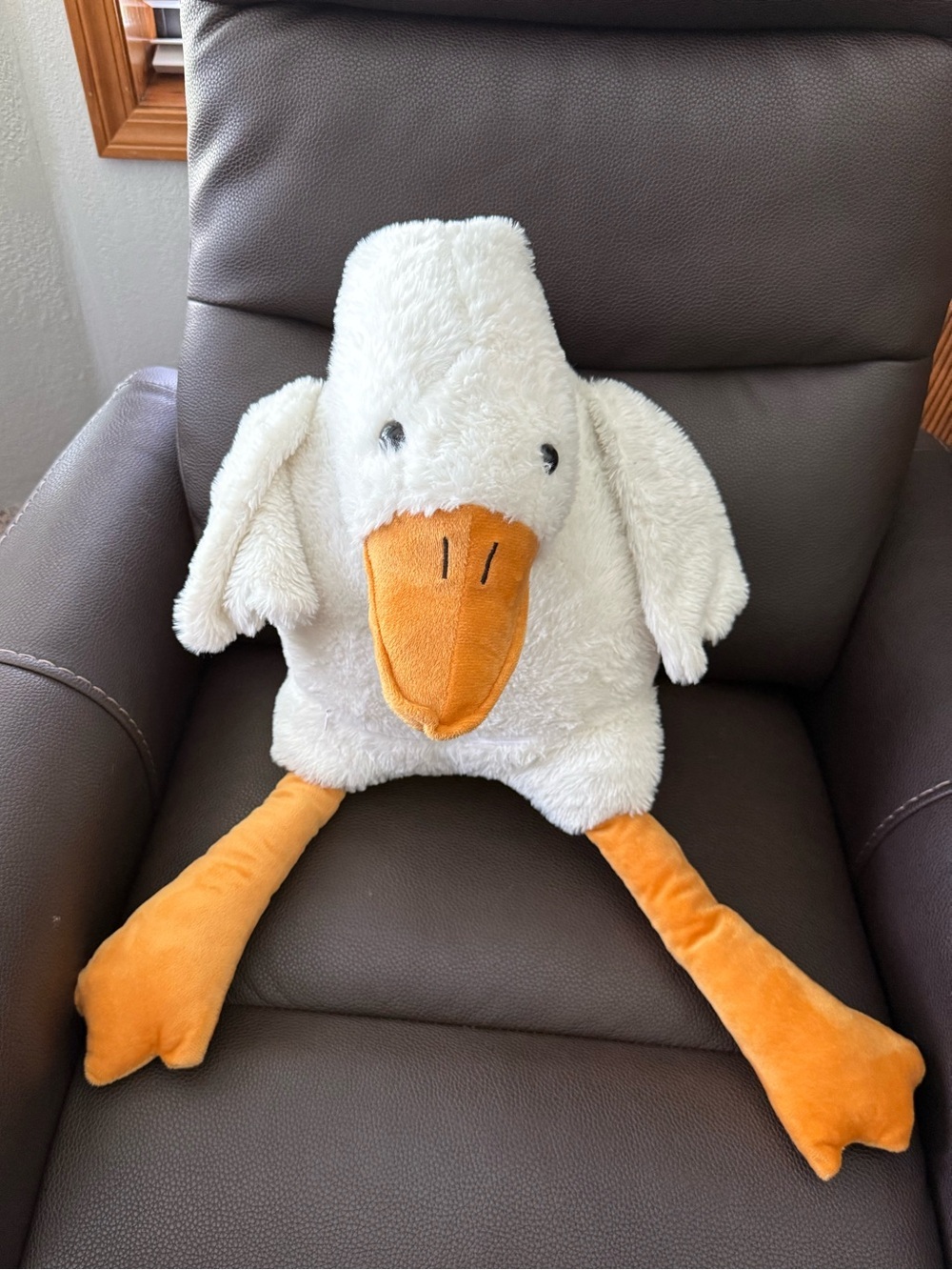 Adorable large stuffed Plush White Goose with Orange Beak and Legs
